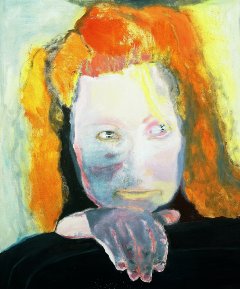 Marlene Dumas, Het Kwaad is Banaal, 1984, Öl auf Leinwand, 125,5 x 105,5 cm, Collectie Van Abbemuseum, Eindhoven. Rechte: Marlene Dumas, Photo: Peter Cox