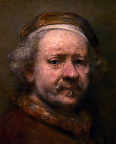 Rembrandt, Selbstportrait im Alter von 63 Jahren, 1669, Detail. Quelle: Wikimedia Commons. Lizenz: PD-Art