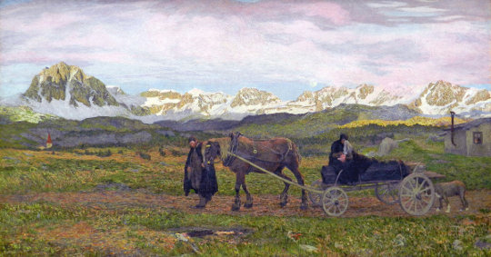 Gemälde von Giovanni Segantini, Ritorno al paese nativo. Quelle: Wikimedia Commons, Lizenz: PD-Art