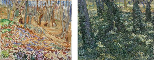 Edvard Munch, Frühling im Ulmenwald, um 1926 / Vincent van Gogh, Unterholz, 1889