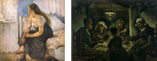 Edvard Munch, Morgen, 1884 / Vincent van Gogh, Die Kartoffelesser, 1885