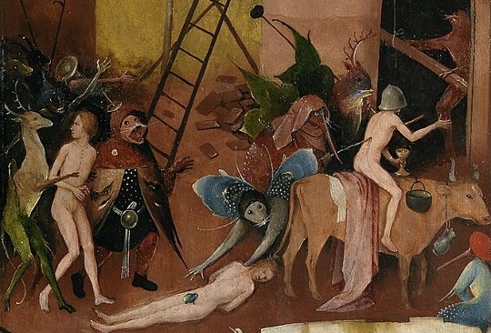 Hieronymus Bosch, Heuwagen Detail, vor 1516. Lizenz: PD-Art. Quelle: Wikimedia Commons