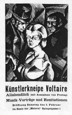 Plakat Cabaret Voltaire von Marcel-Słodki. Lizenz: PD-Art. Quelle: wikimedia commons