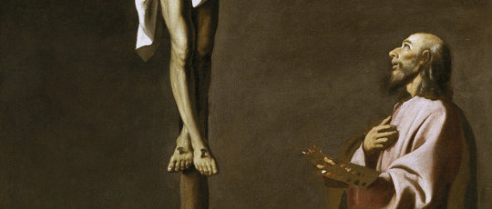 Francisco de Zurbarán, Der Gekreuzigte mit einem Maler, um 1655/60. Ausschnitt. Lizenz: PD-Art. Quelle: Wikimedia Commons
