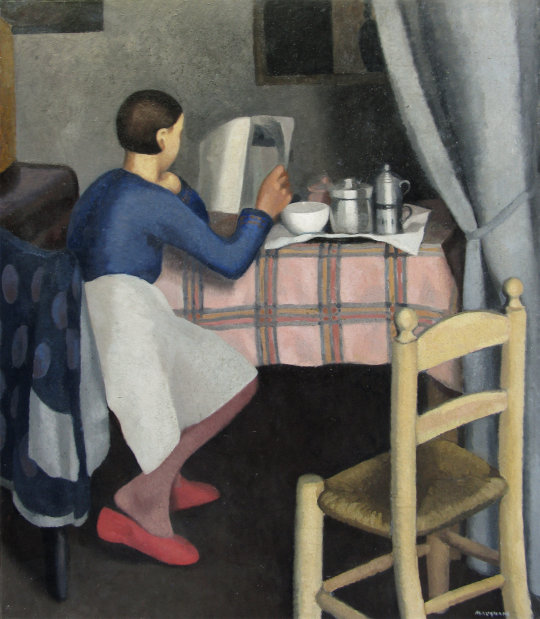 Daphne Maugham Casorati, La colazione (Das Frühstück), 1929. Öl auf Leinwand, 121 x 100 cm. Privatsammlung © Artifigurative di Alberto Rodella, Crespellano (BO)
