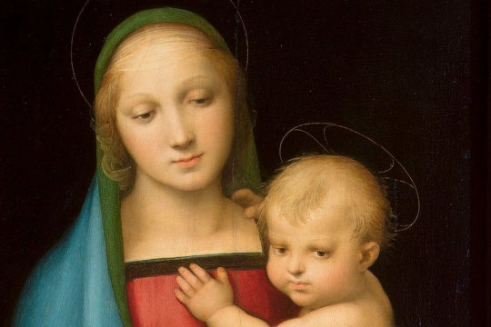 Raffael, Madonna del Granduca, um 1506-1507. Ausschnitt. Quelle: Wikimedia Commons, Lizenz: PD-Art