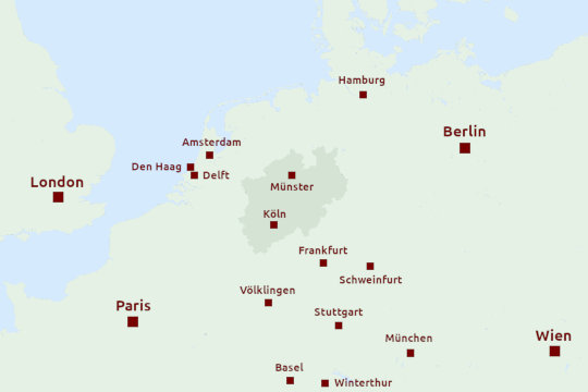 Karte Umland NRW mit Ausstellungsorten