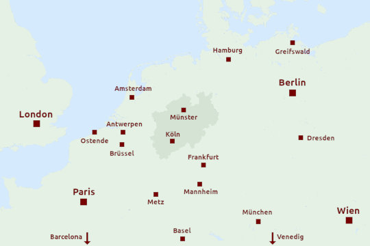 Karte Umland NRW mit Ausstellungsorten