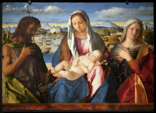 Giovanni Bellini, Madonna col Bambino tra san Giovanni Battista e una santa, um 1500/05. Foto: jvf
