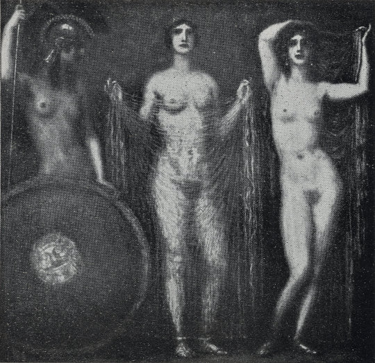 Franz von Stuck, Das Urteil des Paris, 1923. Lizenz: PD-Art, Quelle: Catalogo XIVa Espo­sizione Inter­nazionale d'Arte, Ill. 118