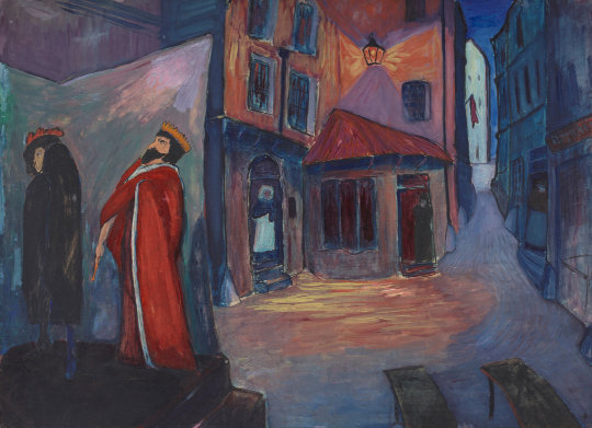 Marianne von Werefkin, In die Nacht hinein, 1910, Tempera auf Papier auf Pappe, 74 cm x 101 cm x 4 mm, Städtische Galerie im Lenbach­haus und Kunst­bau München, Ankauf des Förder­vereins Lenbach­haus e. V. 2018. Quelle: Städtische Galerie im Lenbach­haus und Kunst­bau München, Lizenz: CC0 1.0