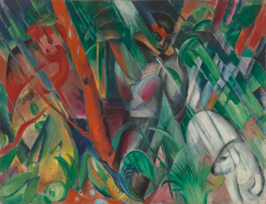Franz Marc, Im Regen, 1912, Öl auf Leinwand, Städtische Galerie im Lenbachhaus und Kunstbau München, Bernhard und Elly Koehler Stiftung 1965