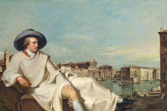 Goethe in Venedig. Montage aus Francesco Guardi, Vedute des Canal Grande und Tischbein, Goethe in der Campagna. Quellen: Wikimedia Commons. Lizenz: PD-Art